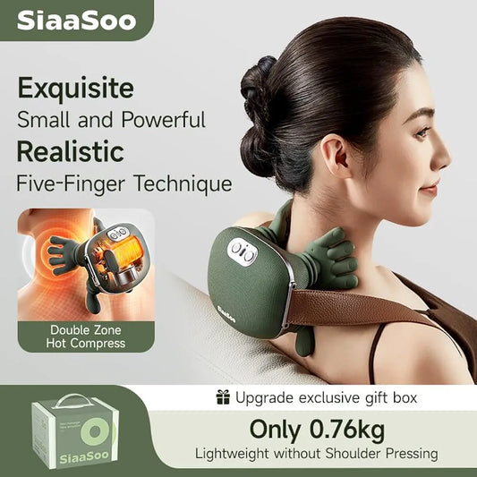 SiaaSoo Neck and Shoulder Massager - Five-Finger Deep Tissue with Hot Compress
