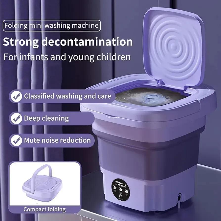 Folding Mini Washing Machine - Portable Turbine Washer with 3-Speed Timer