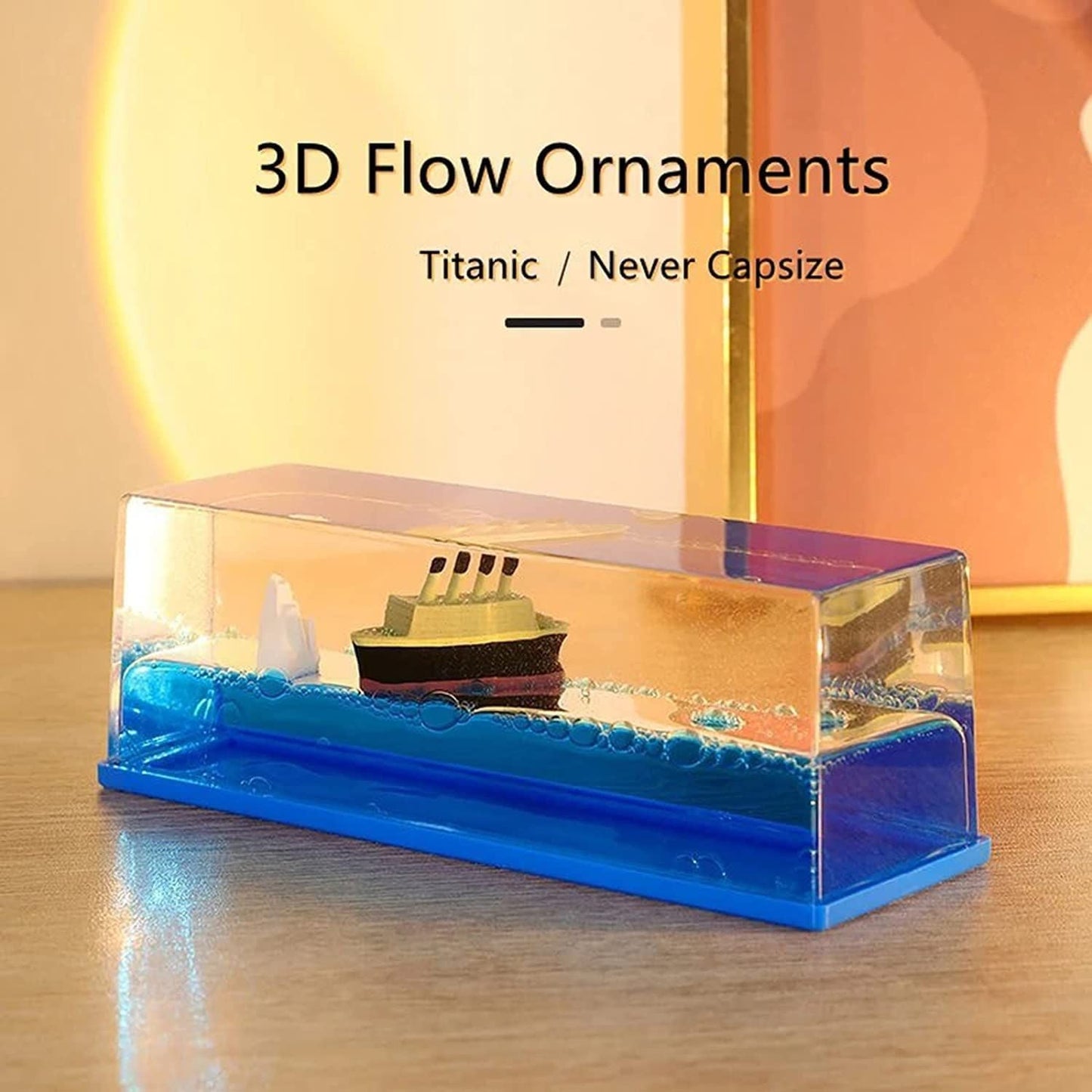 Titanic Cruise & Iceberg 3D Flow Ornament – Liquid Motion Desk Decor