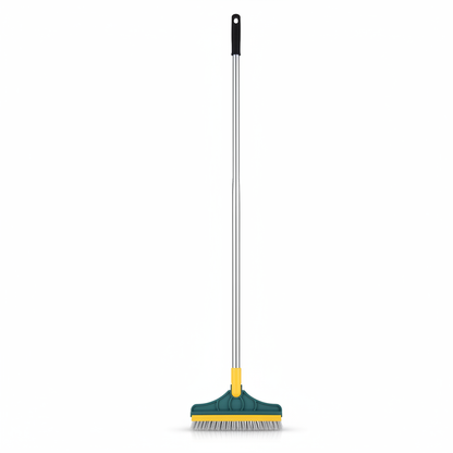 2-in-1 Floor Scrub Brush with Triangular Head & Built-in Squeegee
