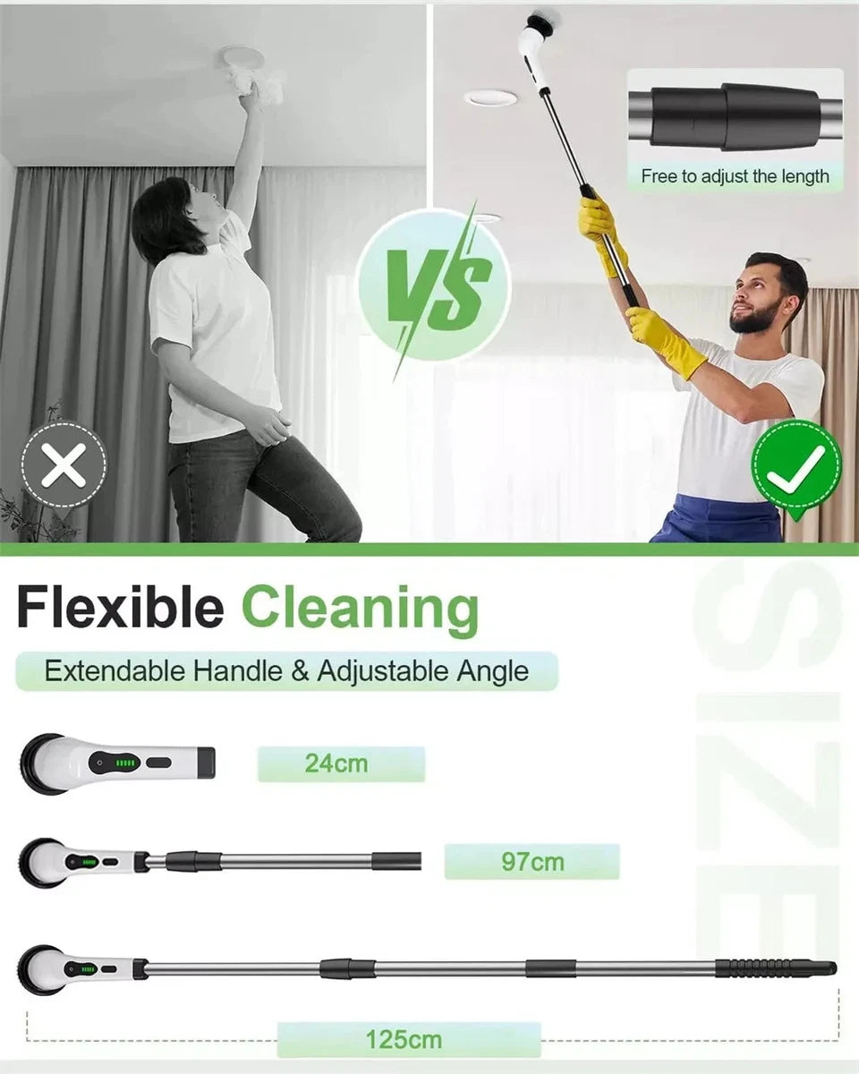 Electric Spin Scrubber – 9-in-1 Cordless Cleaning Brush with Extendable Handle