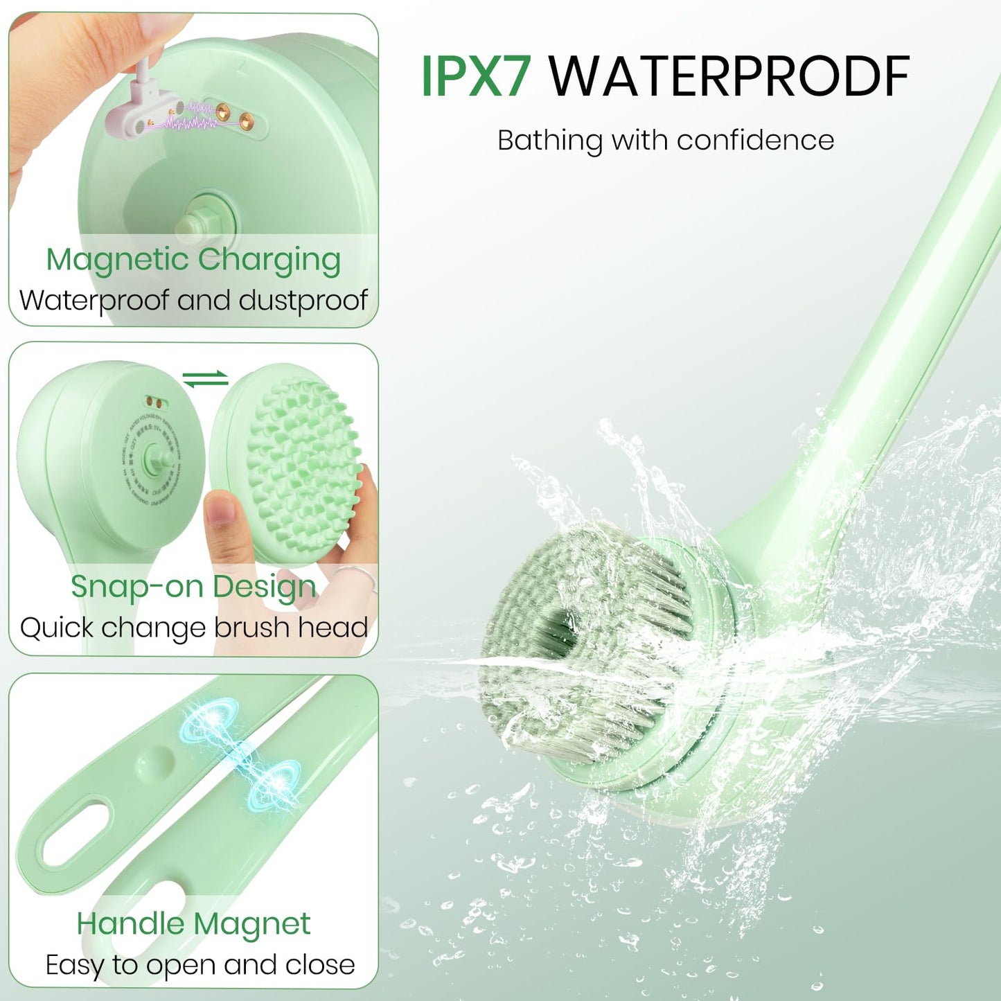 5-in-1 Electric Body Bath Brush – 12000 RPM | 5 Brush Heads | Rechargeable