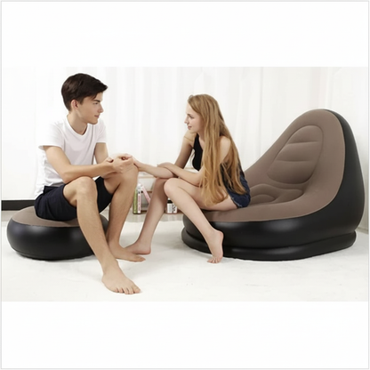 Inflatable Flocking Sofa Chair with Ottoman – Foldable | Outdoor & Indoor | Foot Stool Included