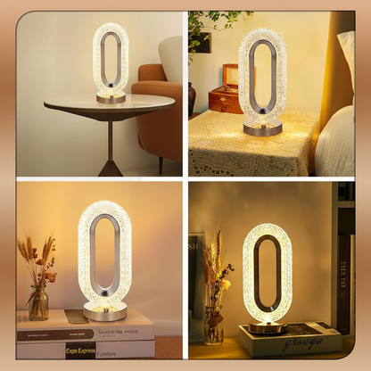 Crystal Oval LED Table Lamp – Built-in Battery | 3 Light Modes | USB Rechargeable