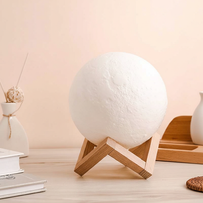 3D Moon Lamp with Wooden Stand – 16 Color RGB Night Light 🌙