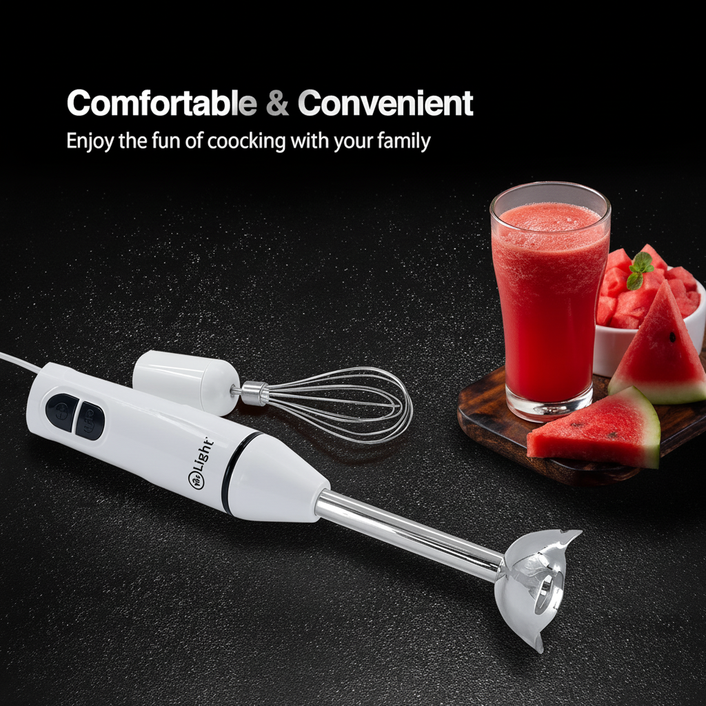 3-in-1 Hand Blender – 200W Motor, 2 Speed Settings, Stainless Steel Blades