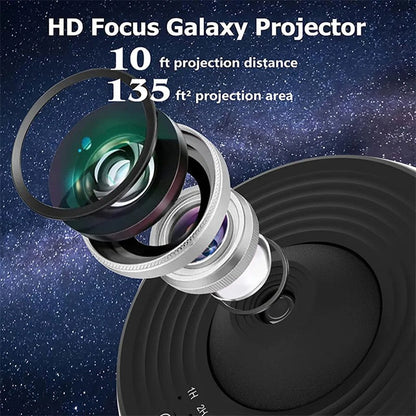 HD Focus Galaxy Projector – 12-Film Star & Planet Night Light