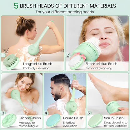 5-in-1 Electric Body Bath Brush – 12000 RPM | 5 Brush Heads | Rechargeable