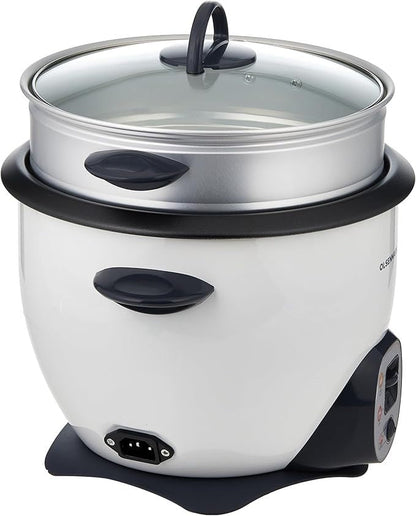 Olsenmark Electric Rice Cooker with Steamer – Non-Stick Inner Pot, Keep Warm, Glass Lid