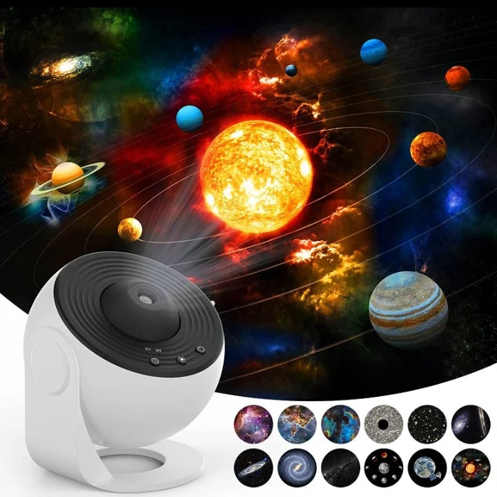 HD Focus Galaxy Projector – 12-Film Star & Planet Night Light