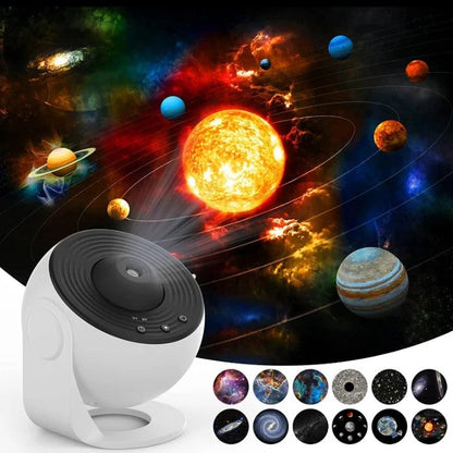 HD Focus Galaxy Projector – 12-Film Star & Planet Night Light