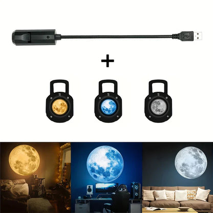 Galaxy Moon & Planet Projector Light – USB LED Night Light