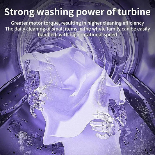 Folding Mini Washing Machine - Portable Turbine Washer with 3-Speed Timer