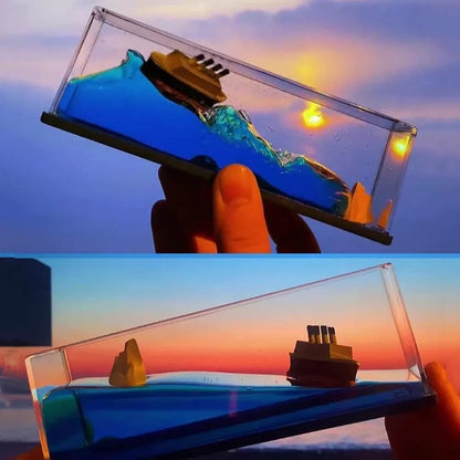 Titanic Cruise & Iceberg 3D Flow Ornament – Liquid Motion Desk Decor