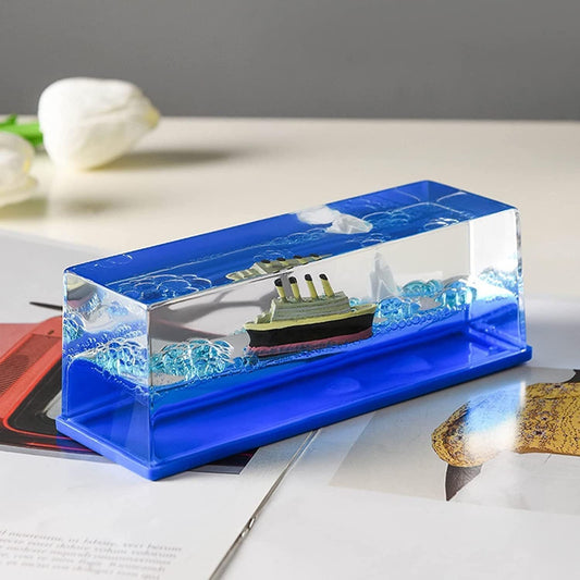 Titanic Cruise & Iceberg 3D Flow Ornament – Liquid Motion Desk Decor