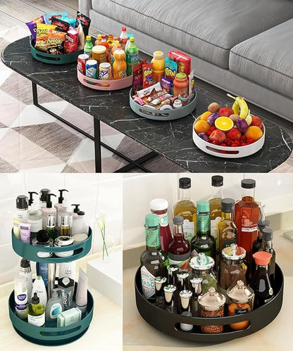 360 Rotating Multifunctional Storage Rack – 2-Tier, Height Adjustable, Carbon Steel