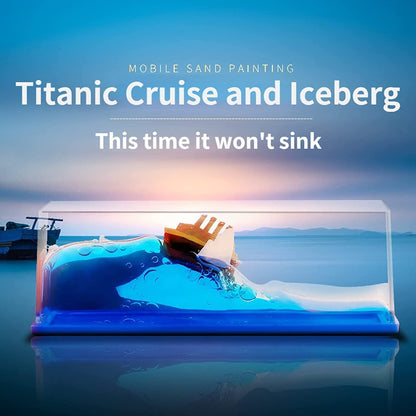 Titanic Cruise & Iceberg 3D Flow Ornament – Liquid Motion Desk Decor