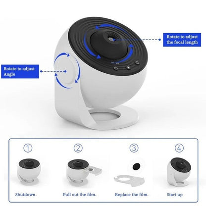 HD Focus Galaxy Projector – 12-Film Star & Planet Night Light