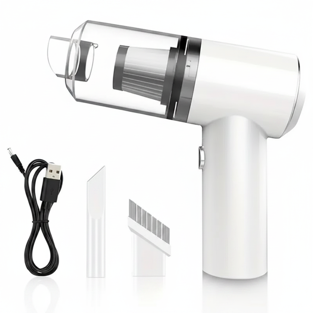 2-in-1 Portable Handheld Vacuum Cleaner & Blower – USB Rechargeable Mini Vacuum for Home, Car & Desk Use